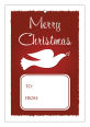 Vertical Rectangle Red Dove To From Christmas Hang Tag